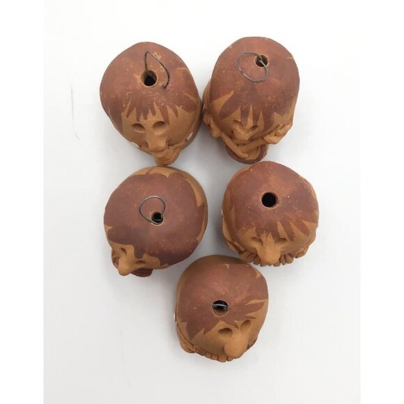 Terracotta Thumb Shaped Music Band Folk Art Ornaments Set of 5 Mariachi Handmade - Picture 11 of 14